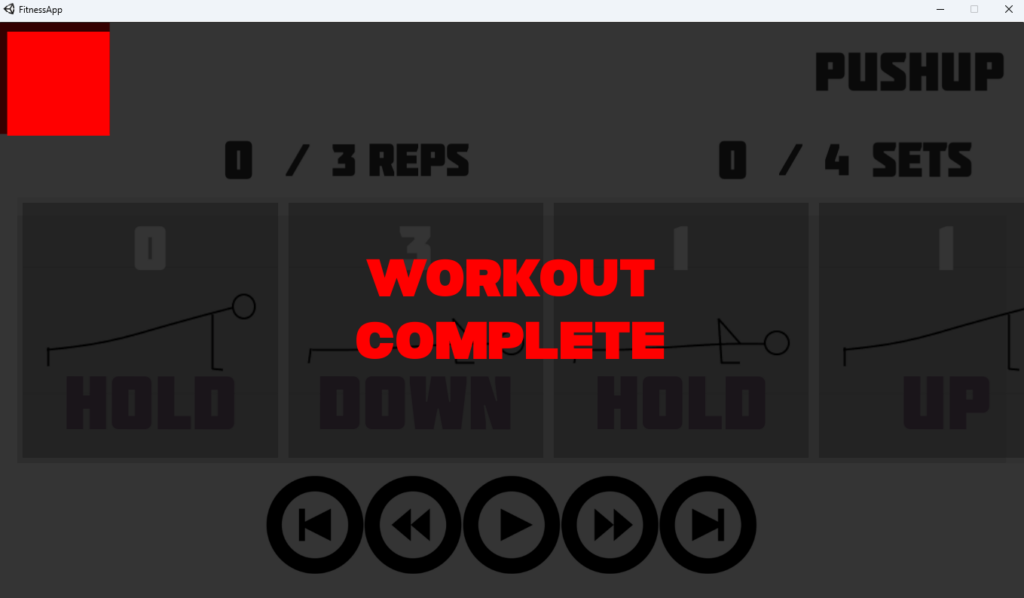 A screenshot showing "Workout Complete" in red.